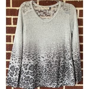 Bad Little Country Girl Lightweight Animal Print Sweater with Lace Size Small